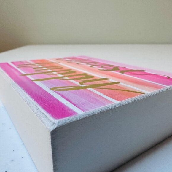 Choose Happy Inspirational Pink & Gold Block Sign Decoration Valentine's Day - Picture 8 of 9